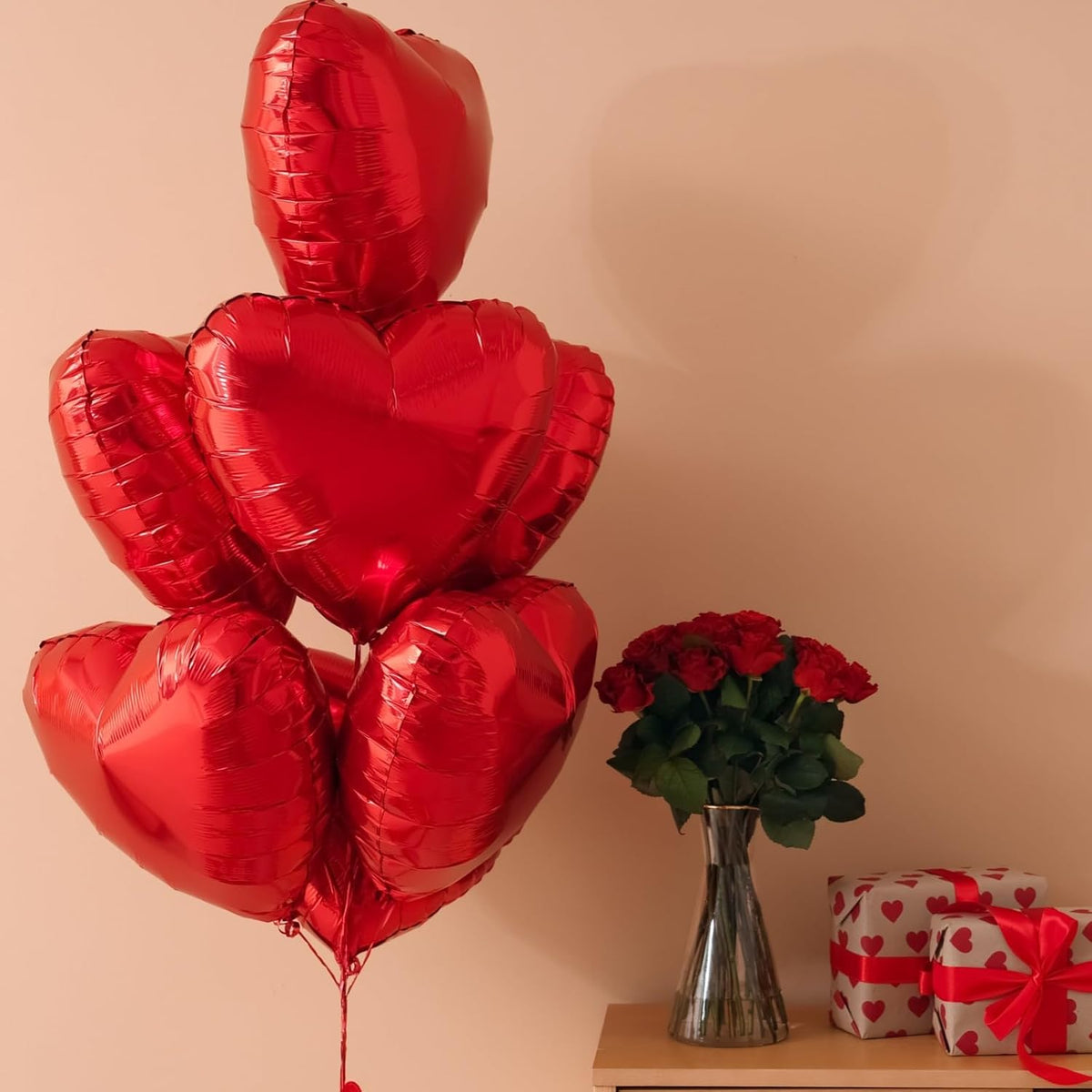 12Pcs Pink Heart Balloons,18 Inch Pink Heart Shape Balloons Love Balloons Valentine Balloons for