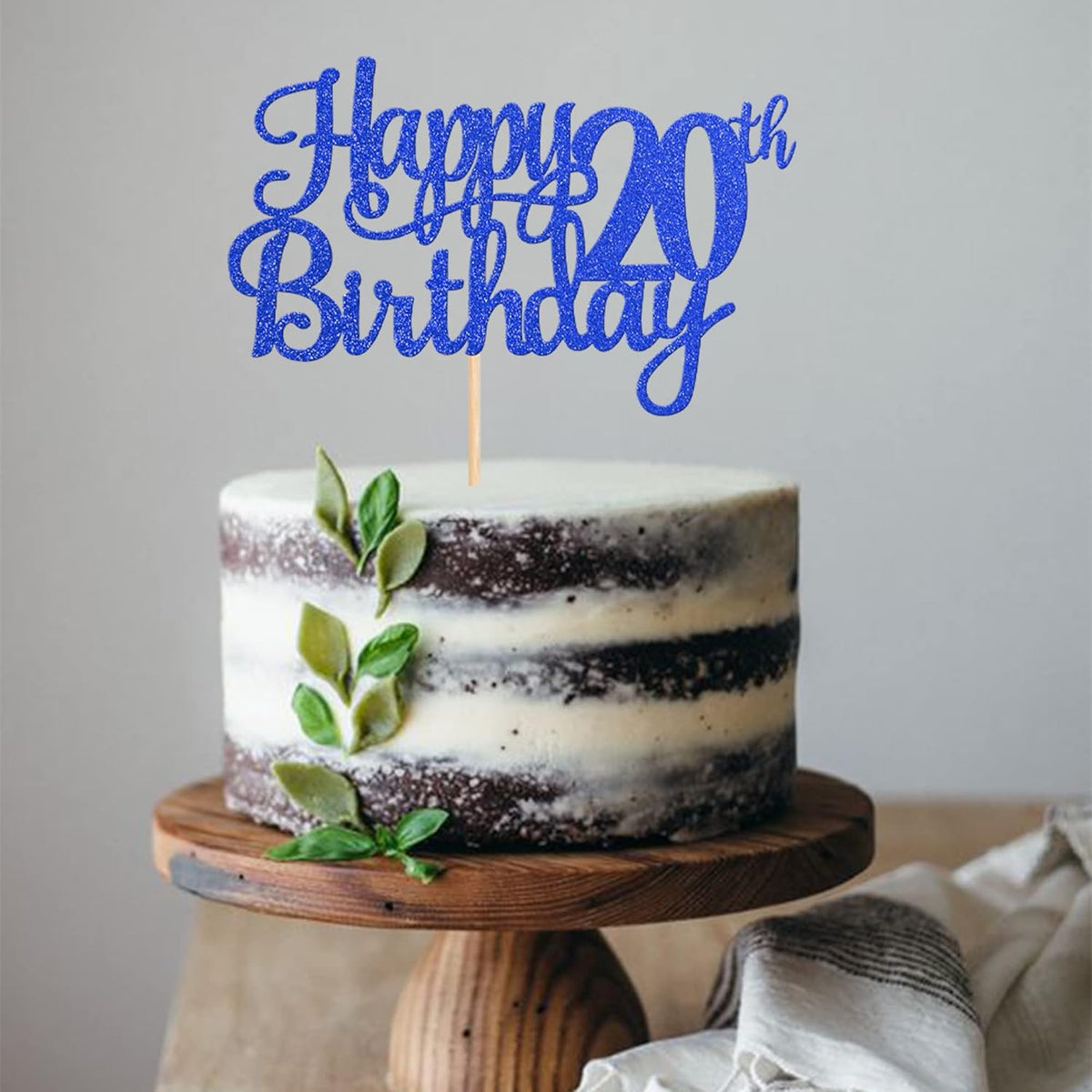 1 PCS Happy 20th Birthday Cake Topper Glitter Cheers to 20 Years Birthday Cake Pick Twenty 20