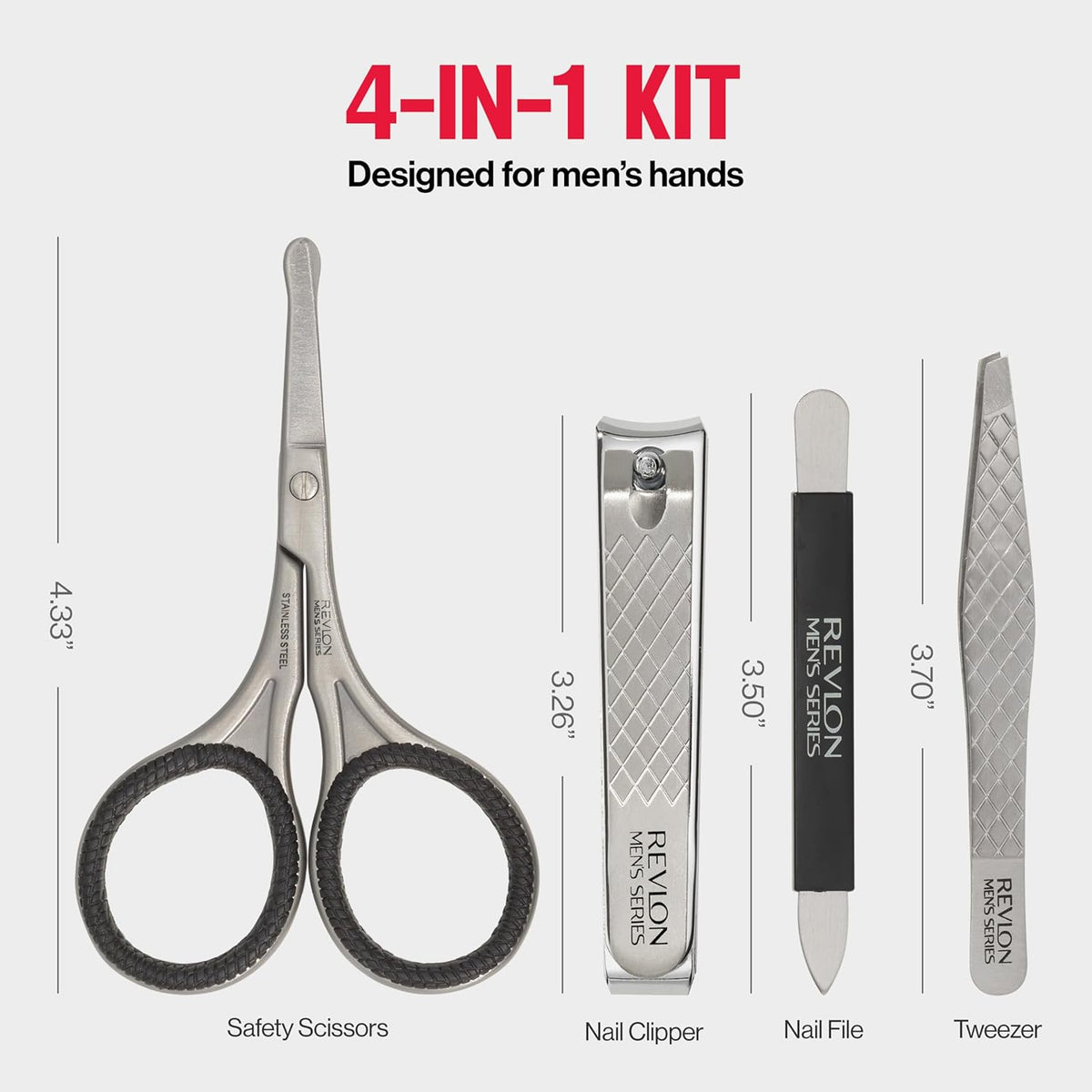 Revlon Men's Grooming Kit, 5-Piece Travel Essentials Set, Includes Nail Clippers, Scissors, File