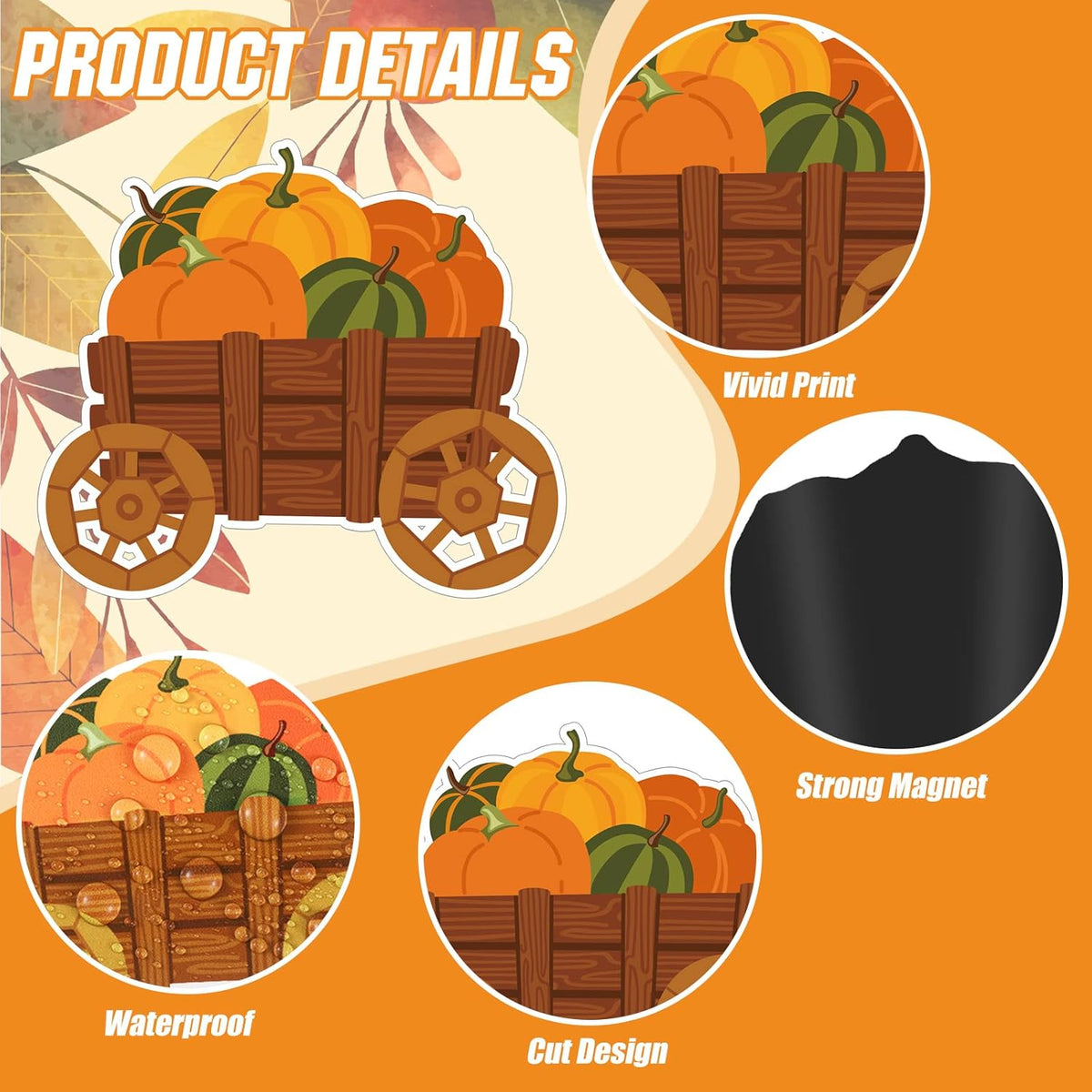 25 Pieces Happy Fall Magnets Gnome Pumpkin Fridge Magnets Fall Theme Car Refrigerator Decals