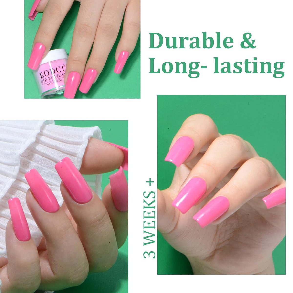 Dip Powder Nail Set, 6 Colors Hot Pink Series 12 Pcs Dipping Powder Kit With Base & Top