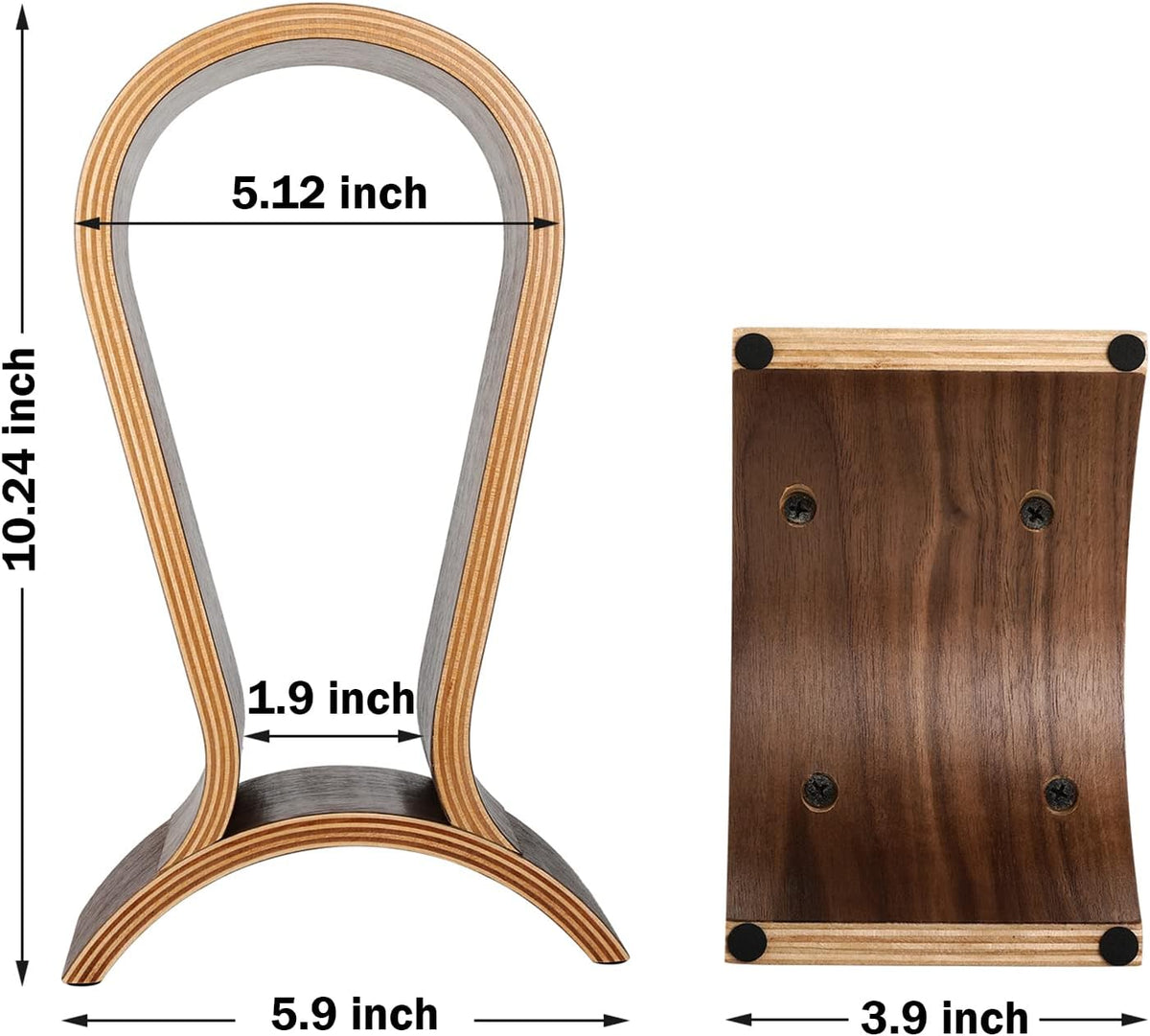 Headphone Stand Wood, Headset Stand for Desk, Walnut Gaming Headphone Holder Compatible for