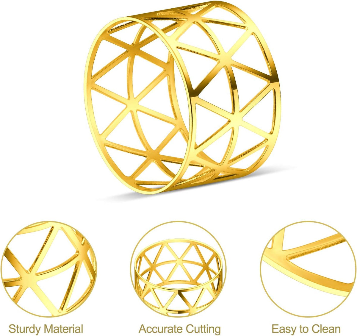 KPOSIYA Set of 20 Napkin Rings with Hollow Out Design Gold Napkin Ring Holder for Wedding Party