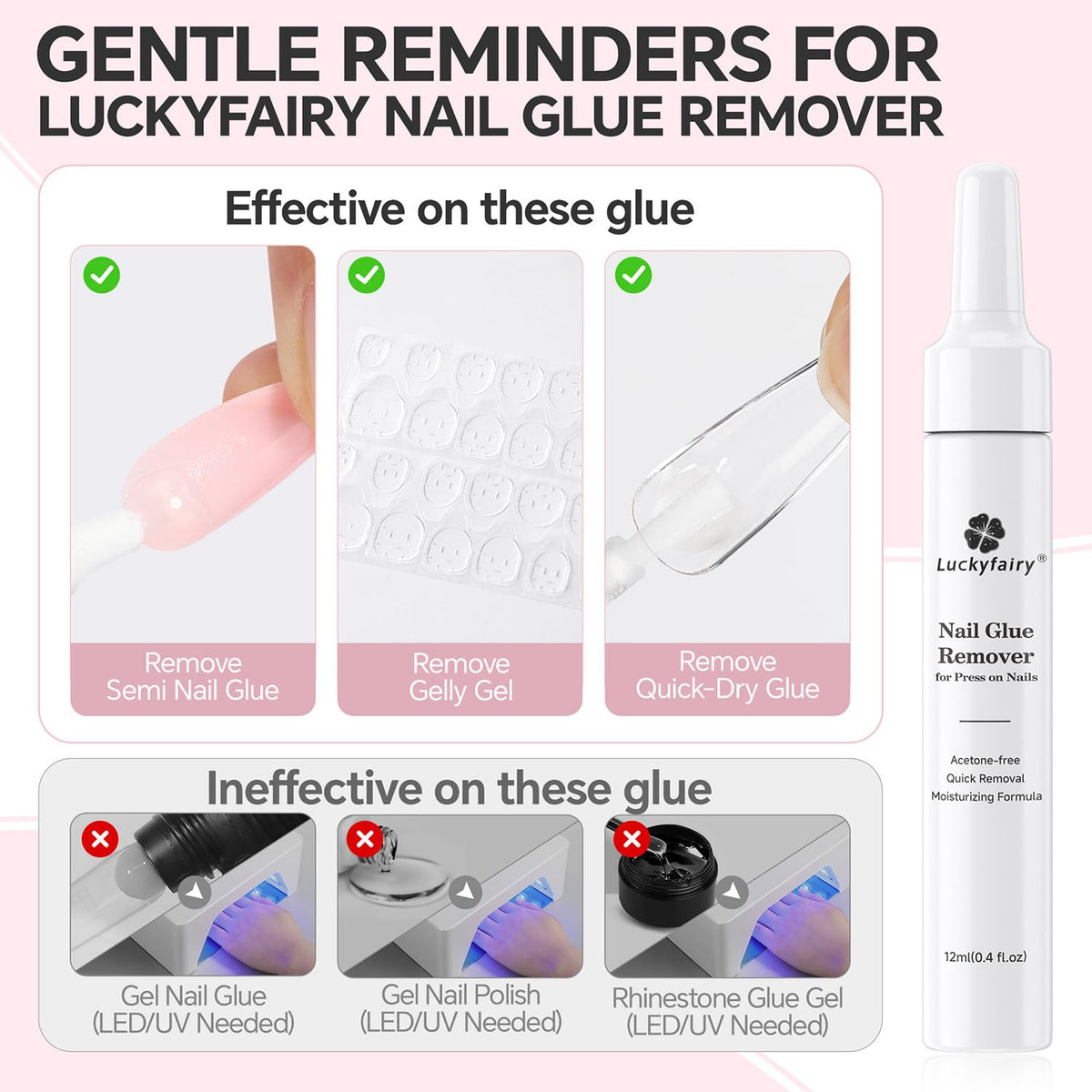 Nail Glue Remover for Press on Nails: Quick Removal Acrylic Nails Semi Solid Nail Glue