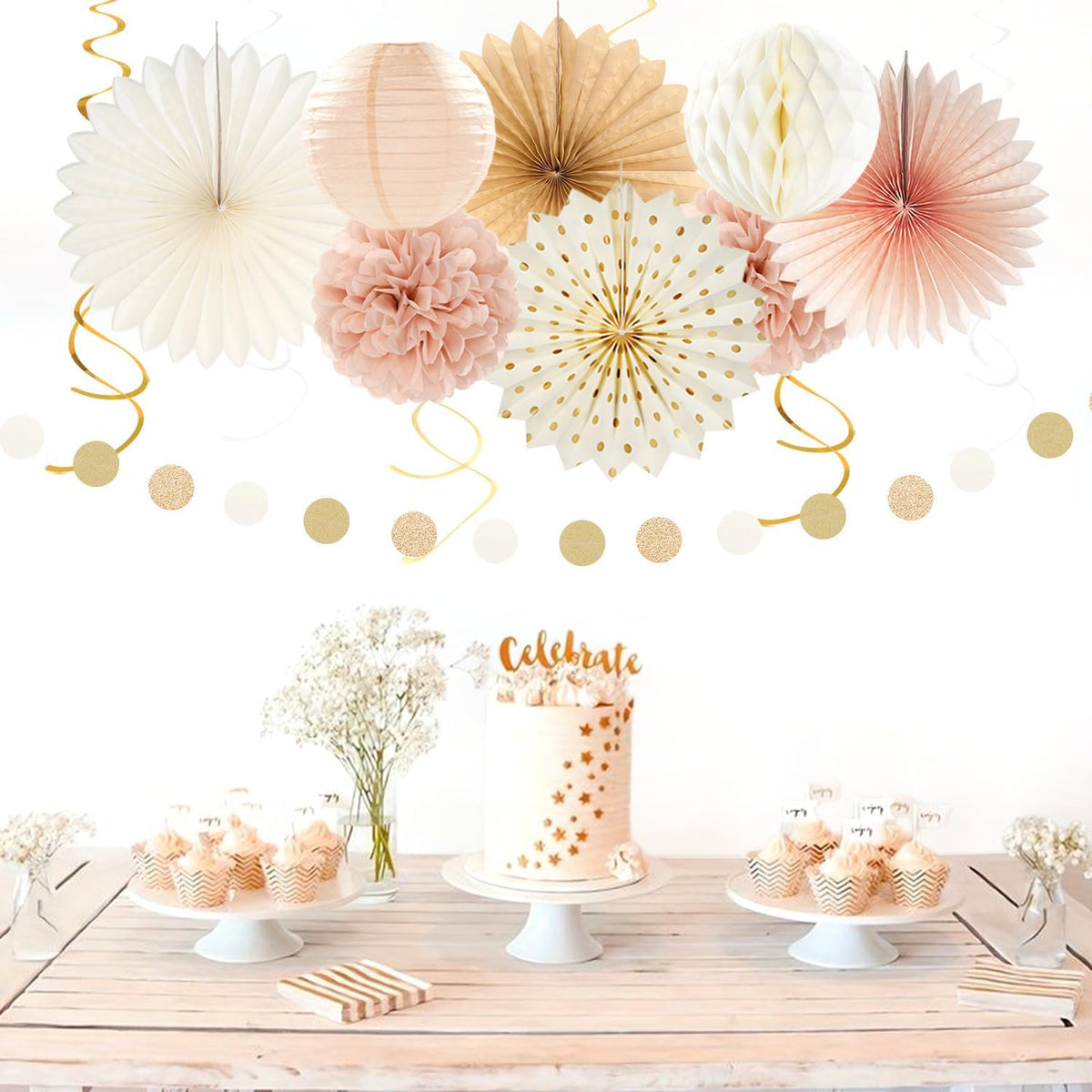 Champagne-Gold Beige Fall Boho Bachelorette Party-Decorations - 21pcs Women Bridal Shower Banner