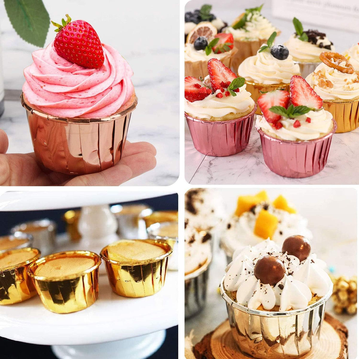 Foil Cupcake Liners with Lids 100Pack,Free-Air 3.5Oz Foil Baking Cups Mini Muffin Liners,Disposable