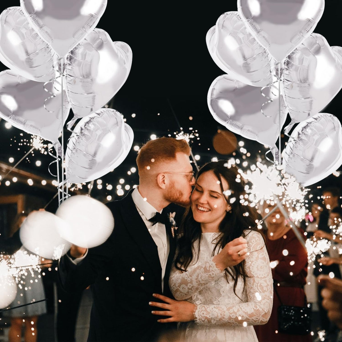 TONIFUL 30Pcs 18 Inch Silver Heart Balloons Silver Heart Shape Foil Mylar Balloons Decoration for