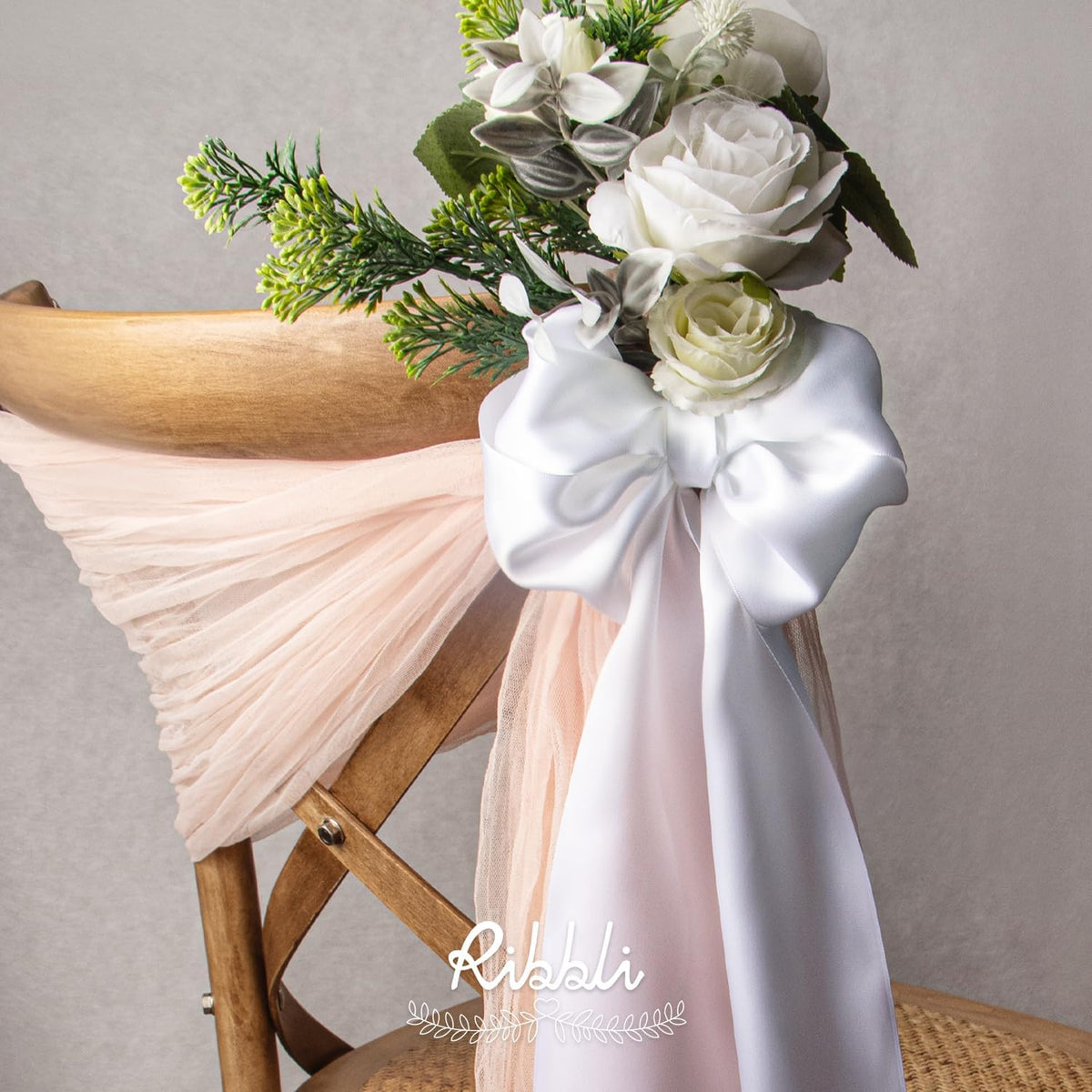 Ribbli White Satin Ribbon 4 Inch Wide White Ribbon for Wedding Chair Sash Grand Opening Ceremony