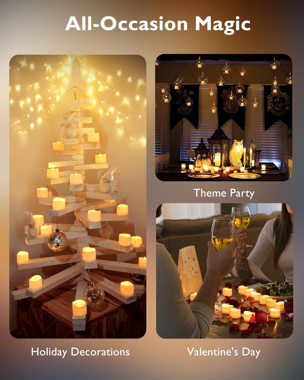 Homemory Timer Tea Lights Candles Battery Operated, 6H Timer Built-in, Auto On Daily, Flameless LED