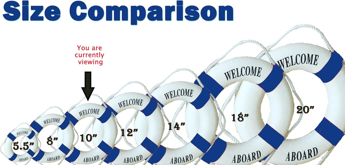 MorroMorn Lifebuoy Wall Hanging Decor - Welcome Aboard Mediterranean Style Home Decoration (Navy