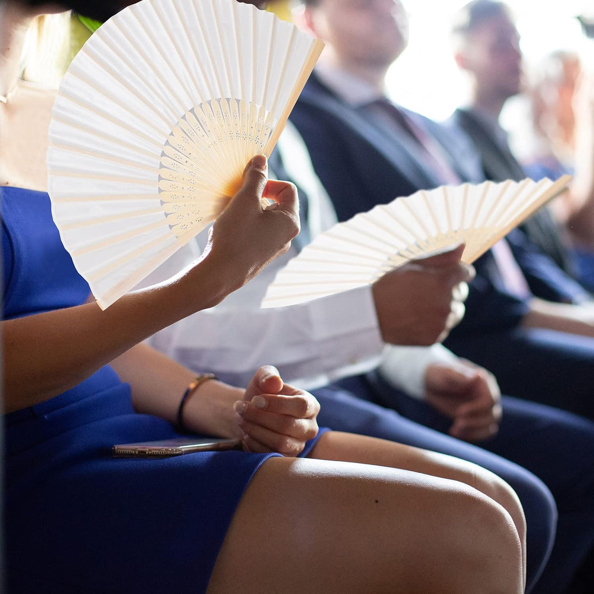 Aneco 18 Pieces Handheld Fans Cloth Hand Fans Bamboo Folding Fans for Wedding Decoration, Church
