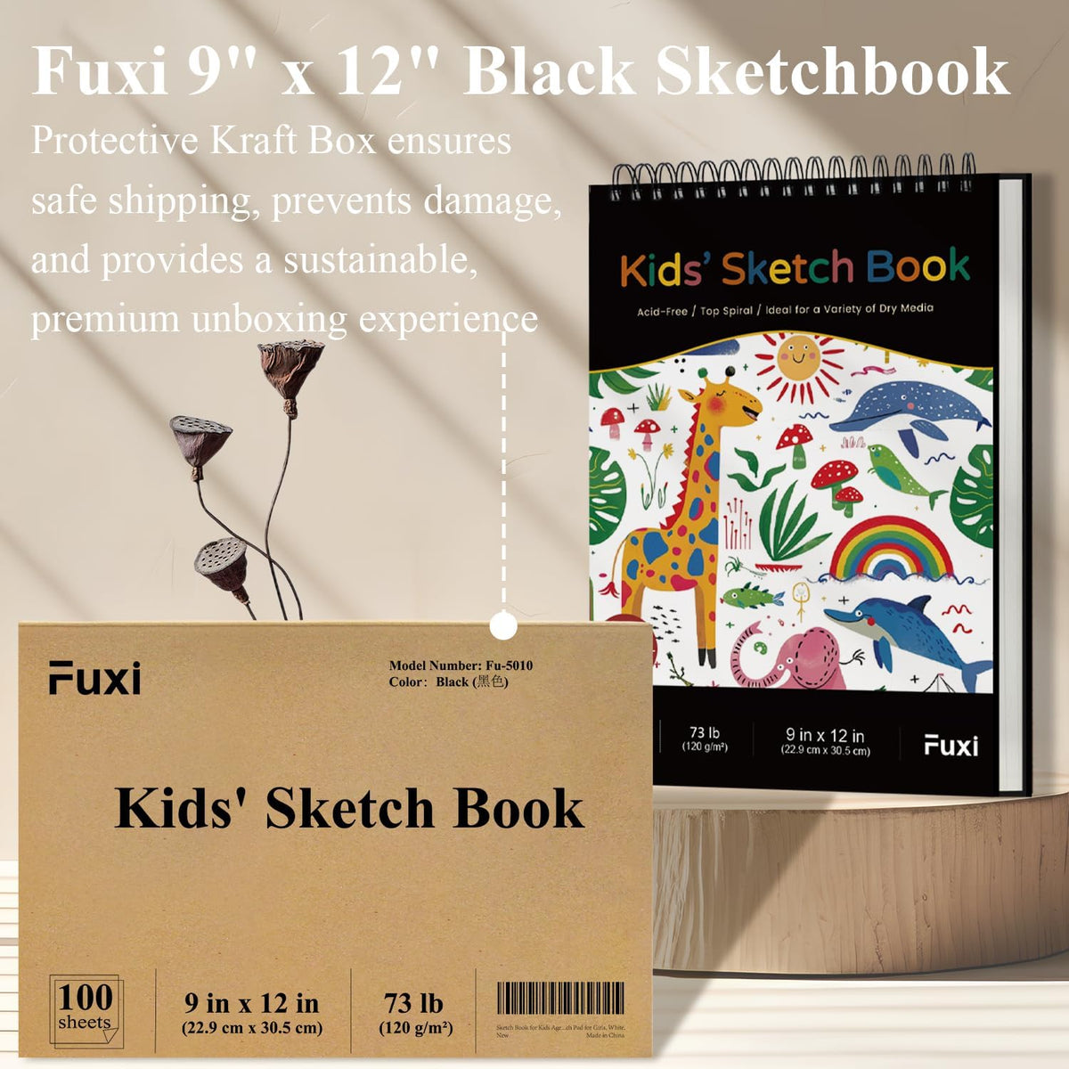 Sketch Book for Kids, 9" x 12" Kid Sketchbook, 100 Sheets (73lb/120gsm) Drawing Paper for Kids