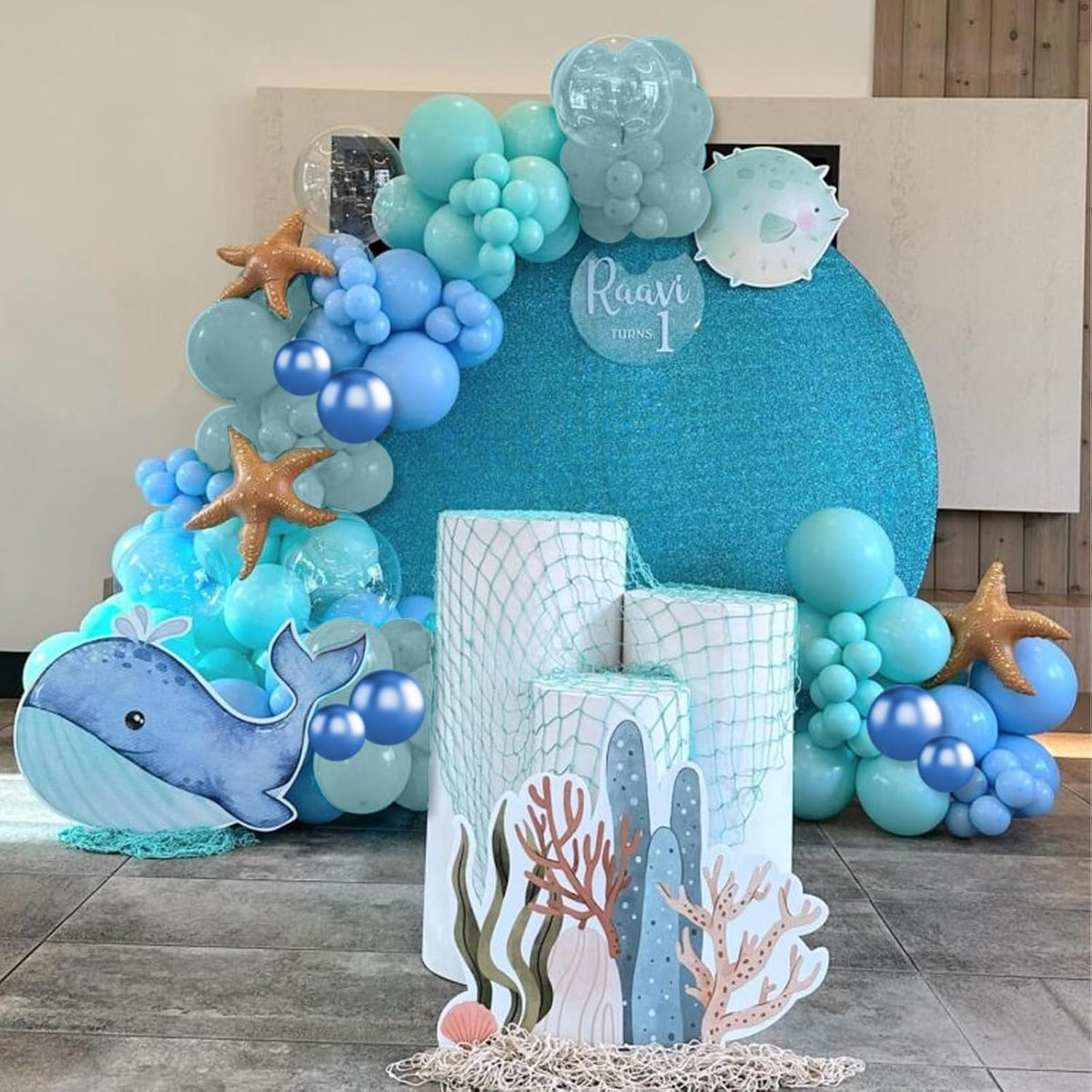 Ocean Themed Party Balloons, 12 Inches Turquoise Teal Blue Clear Metallic Balloons for Ocean Shark