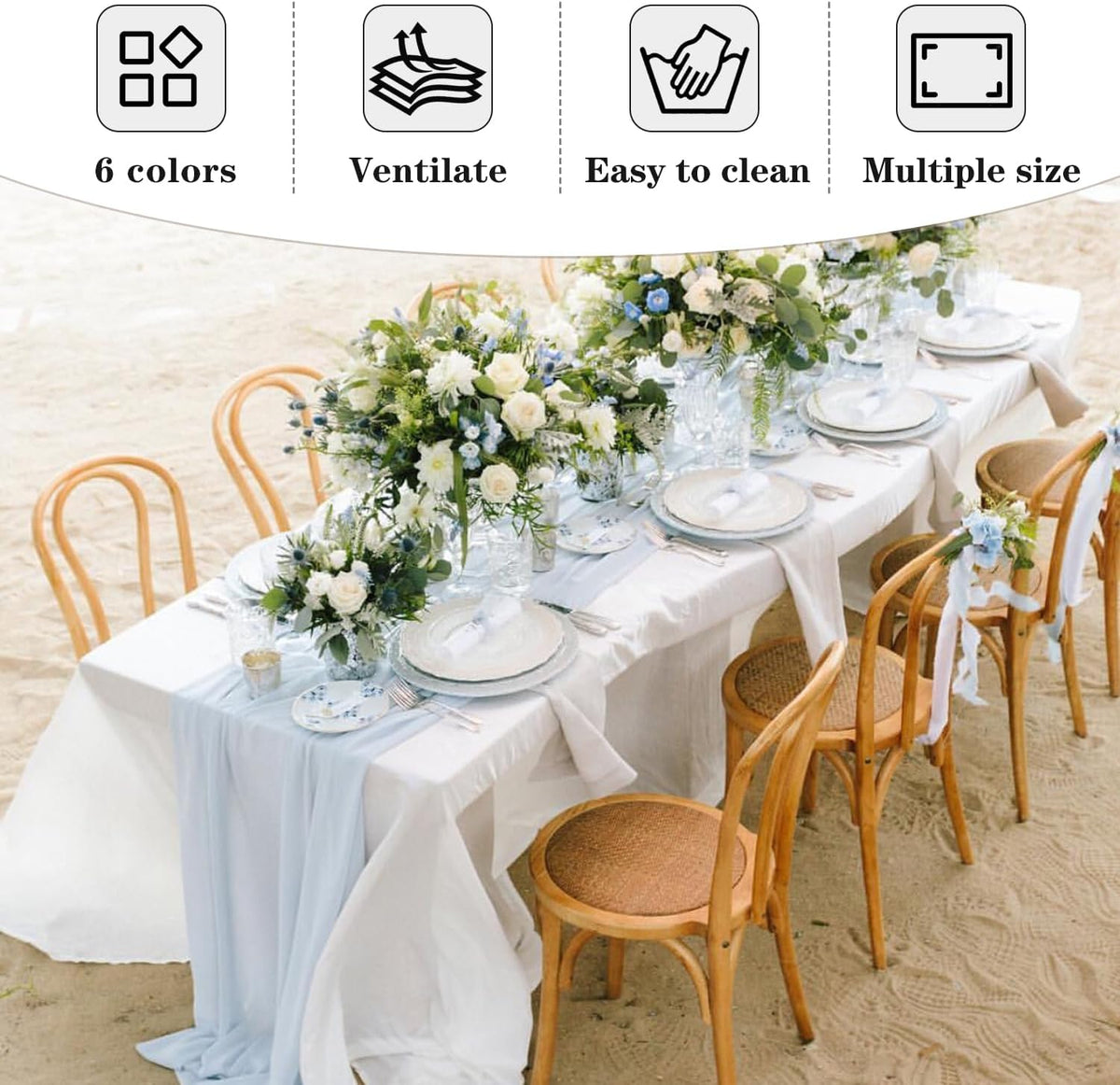 Fitable White Table Clothes for Rectangle Tables, 6 Pack - 90 x 132 Inch - Reusable and Elegant