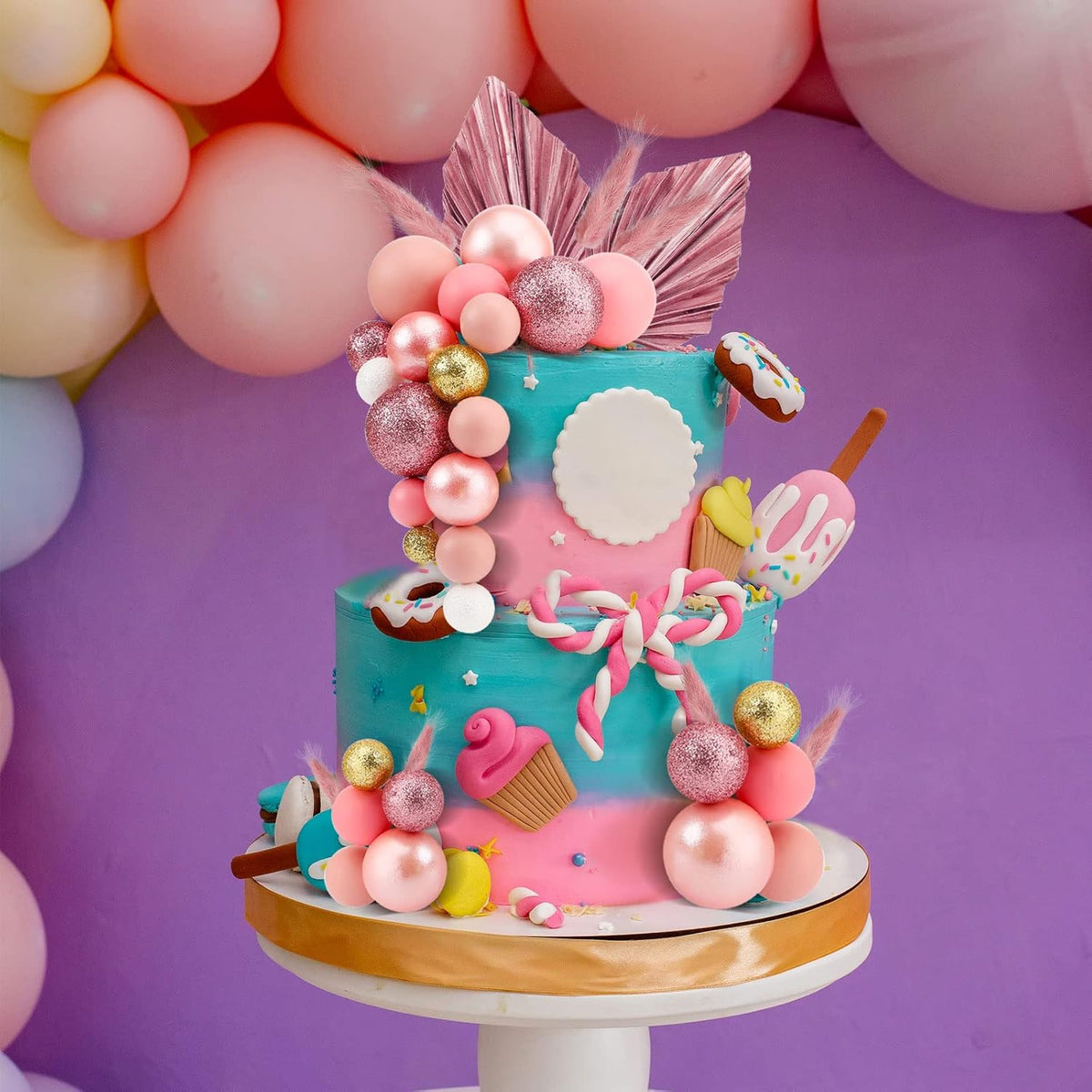 108 Pcs Balls Cake Topper DIY Cupcake Insert Foam Balloons for Cake Baking Wedding Anniversary