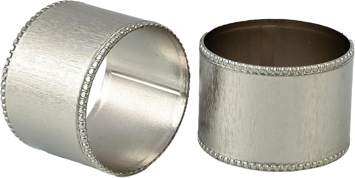 12 Pack Decorative Napkin Ring - Heavy Duty Metal Round Napkin Holders, Silver Electroplated Finish