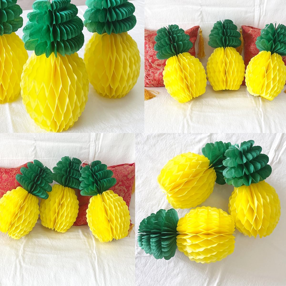 8pcs 8'' Paper Pineapple Honeycomb Decorations Tissue Party Pineapple Centerpieces Hanging