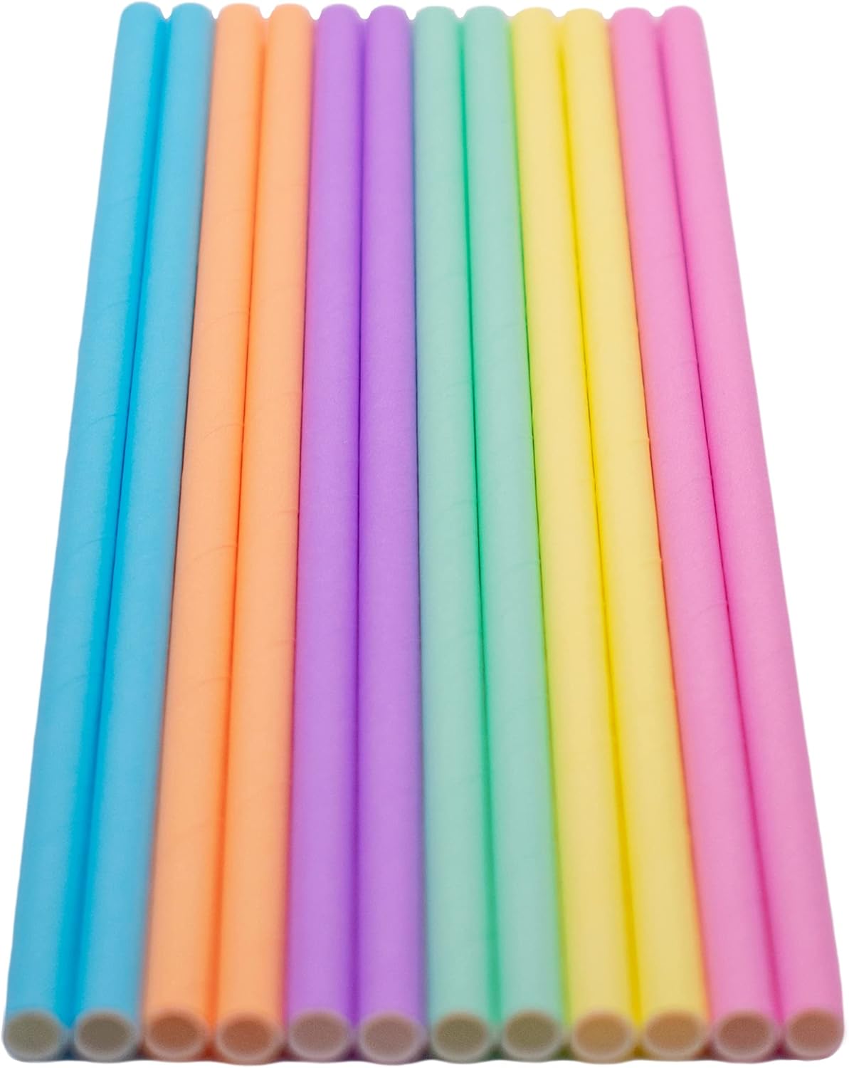Pack of 300 Assorted Pastel Biodegradable 4-Ply Paper Drinking Straws (Compostable, Non-toxic