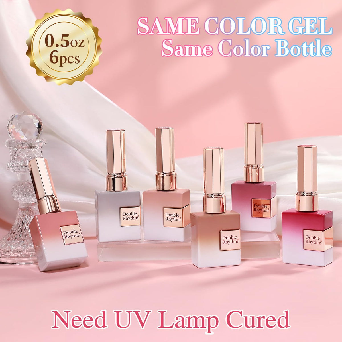 Double Rhythm 6 Pcs 15 ML Gel Polish Set Same Color Same Bottle Soak Off Gel Polish Kit Nail Art