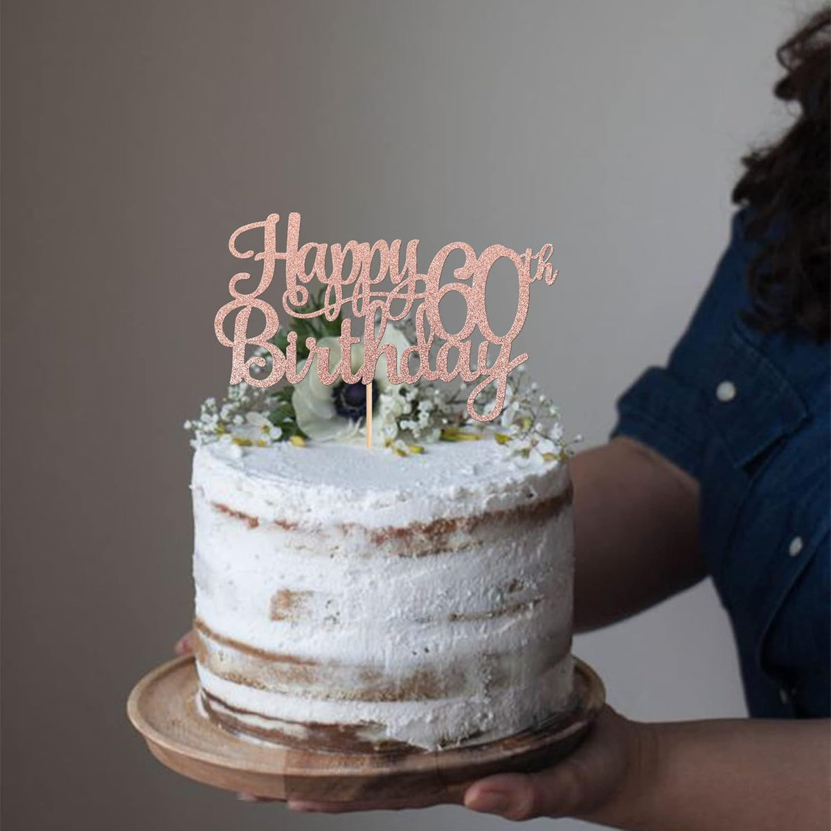 1 PCS Happy 60th Birthday Cake Topper Glitter Cheers to 60 Years Birthday Cake Pick 60 Fabulous