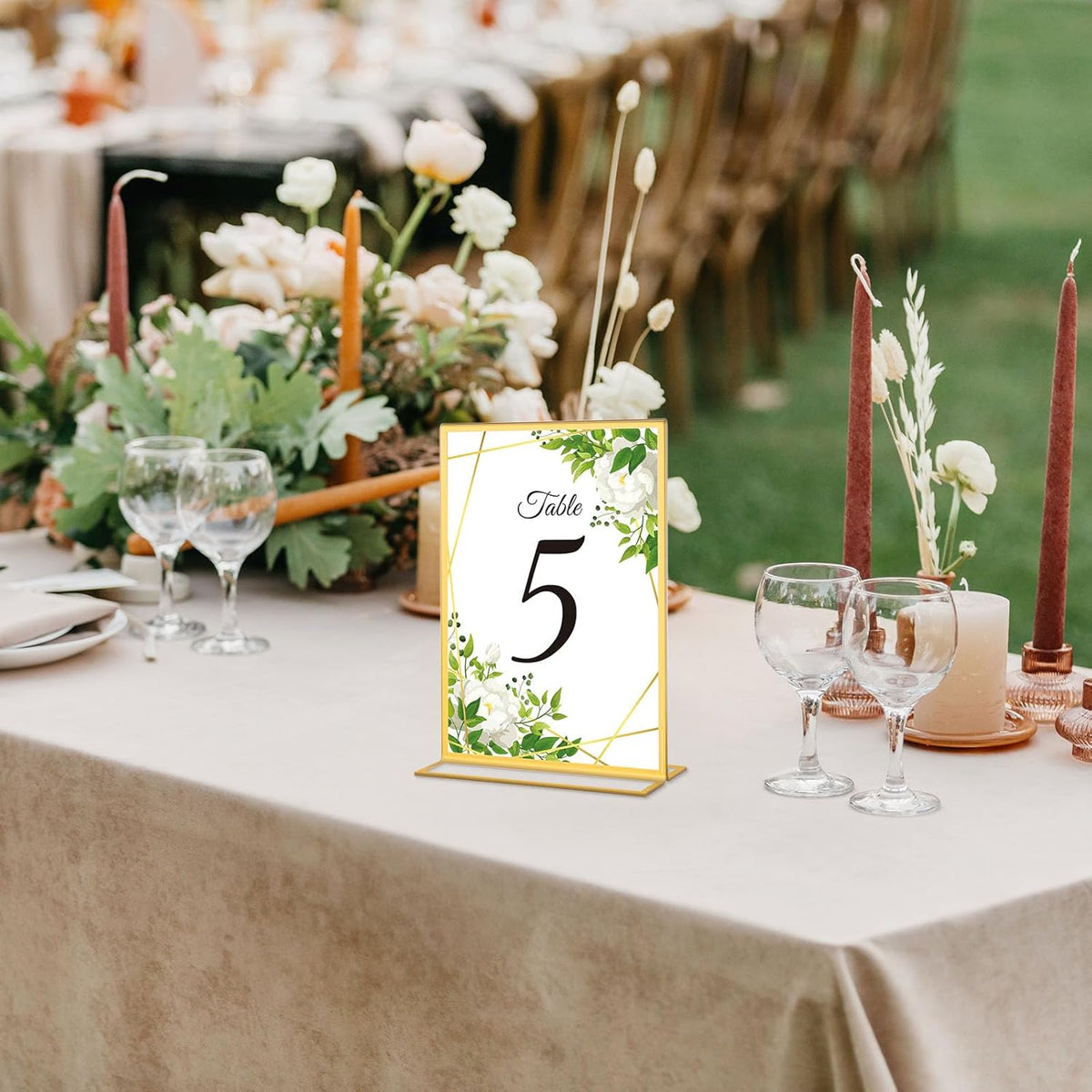 20 Pack Gold Acrylic Sign Holders 4x6 Inch, Double Sided Vertical Stand Clear Picture Frames, Table