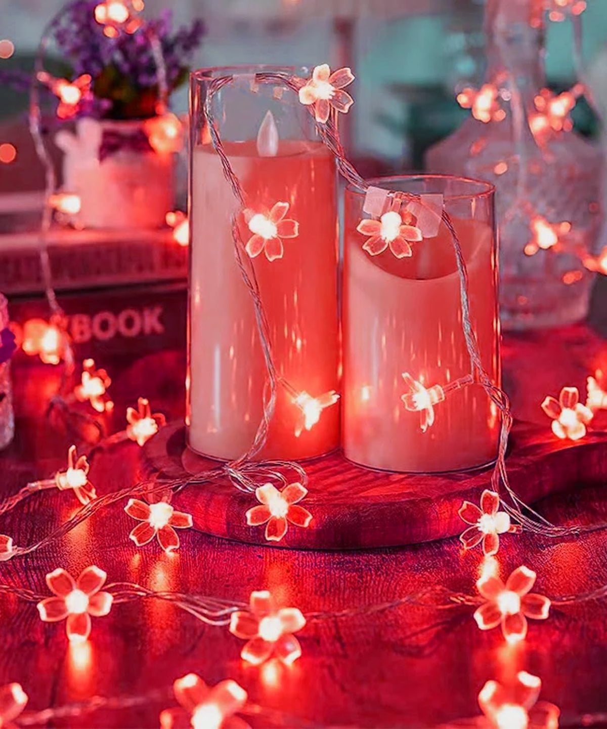 Cherry Blossom Flower String Lights, 100 led 33 feet 8 Mode Plug in Fairy Lights for Valentine's