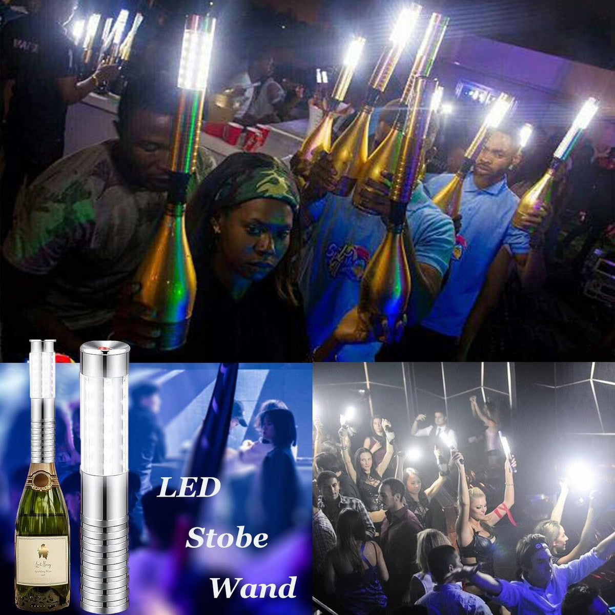 Strobe Baton Light,Stage Handheld Light,Champagne Bottle Sparklers, Recharge led Bottle Service