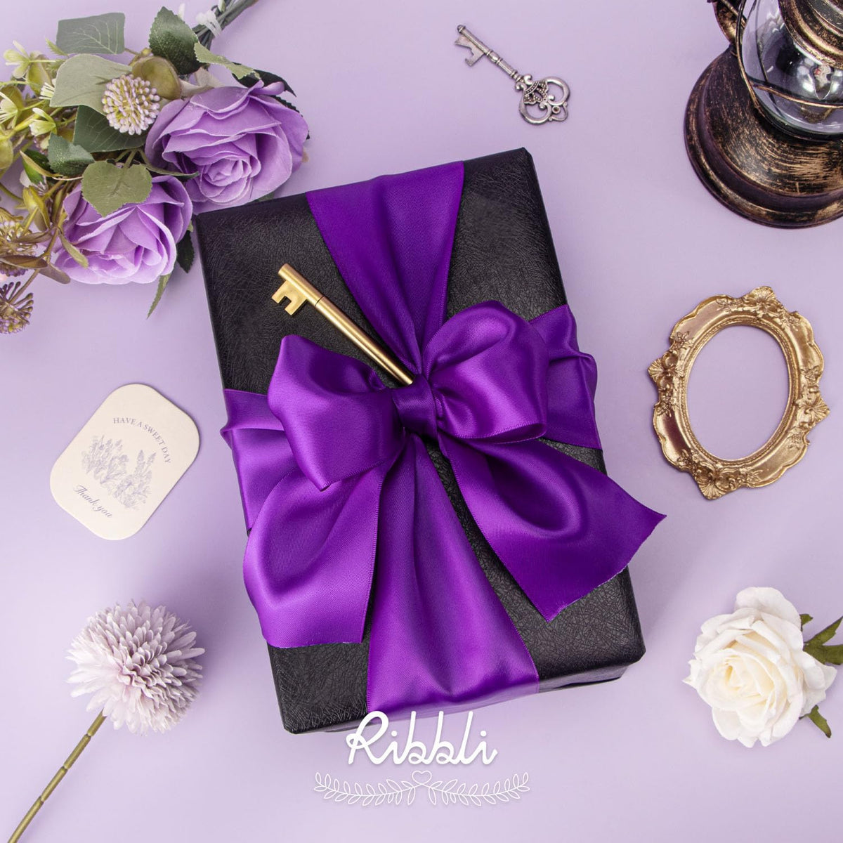 Ribbli Purple Double Faced Satin Ribbon, 3” x Continuous 10 Yards,Use for Bows Bouquet,Gift