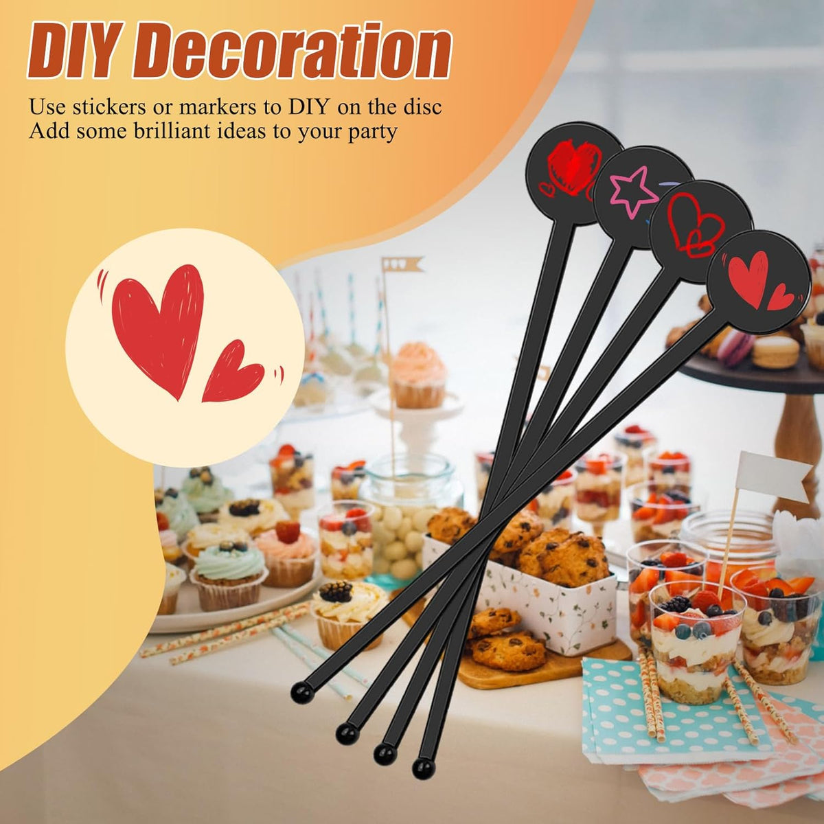 240Pcs Drink Stirrers Cocktail, 7 Inches Disposible Plastic Swizzle Sticks with Disc Top, Mixing