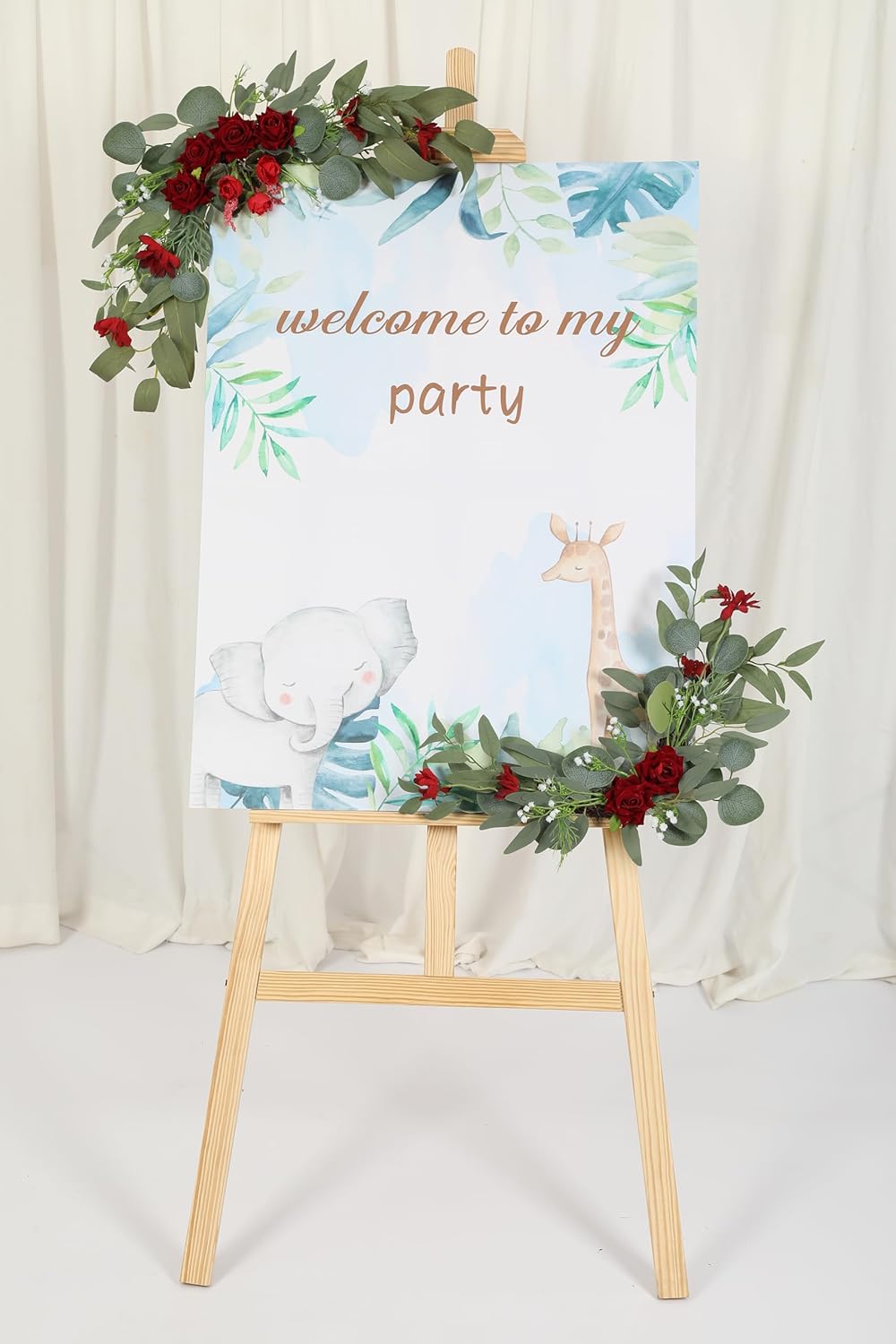 H&W 2pcs Artificial Wedding Arch Flowers for Wedding Sign, Floral Swag Dusty Decor for Reception