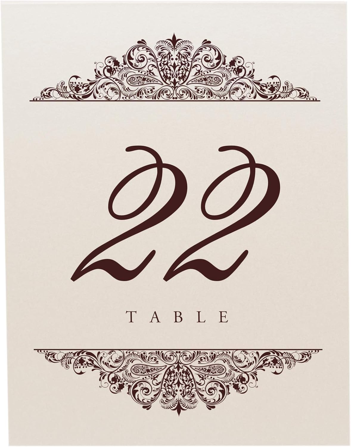 Paisley Wedding Table Numbers (Select Color/Quantity), Champagne, Chocolate, 1-110, Double Sided