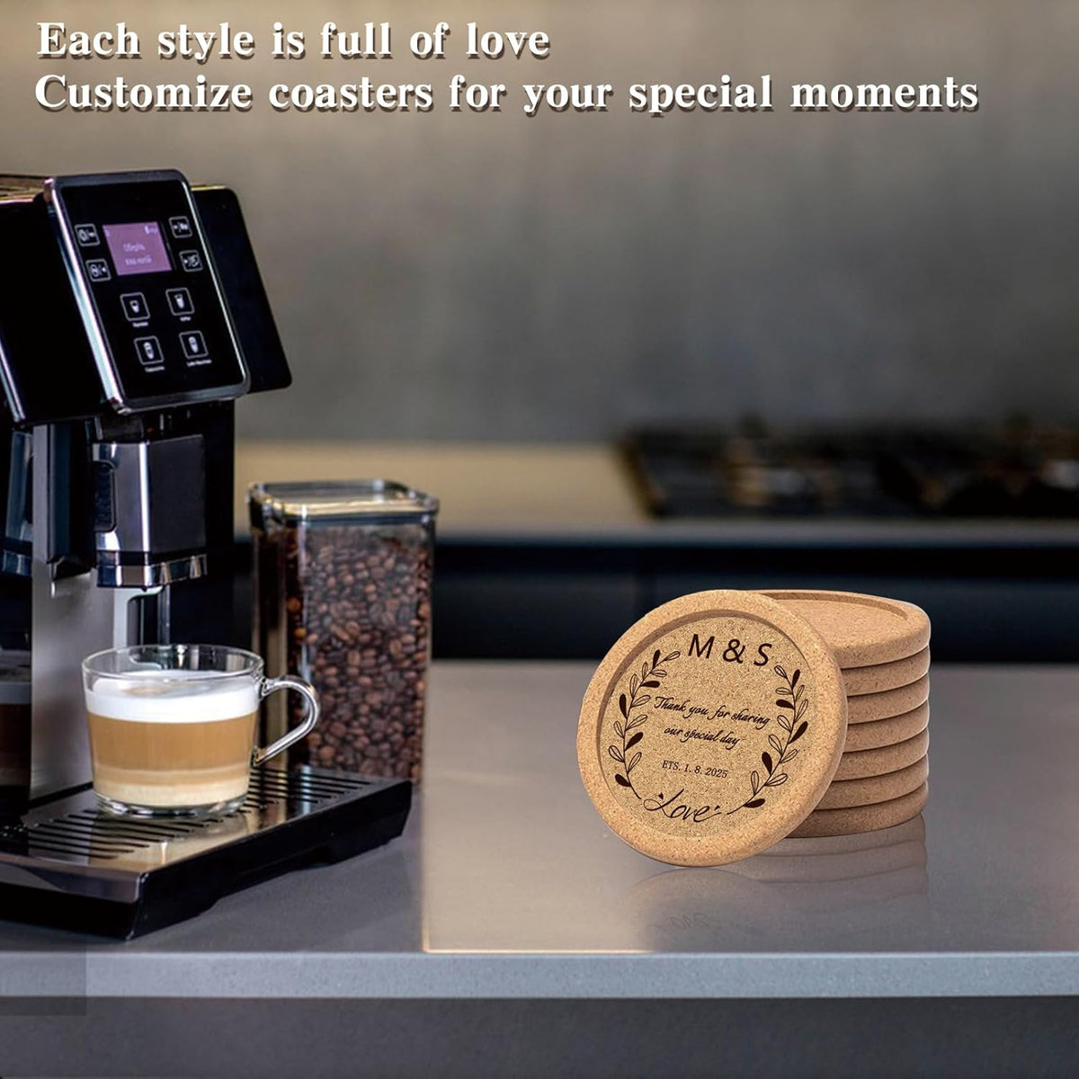 Custom Coasters Personalized Cork Coasters Bulk with Logo Wedding Personalized Cork Natural Wood