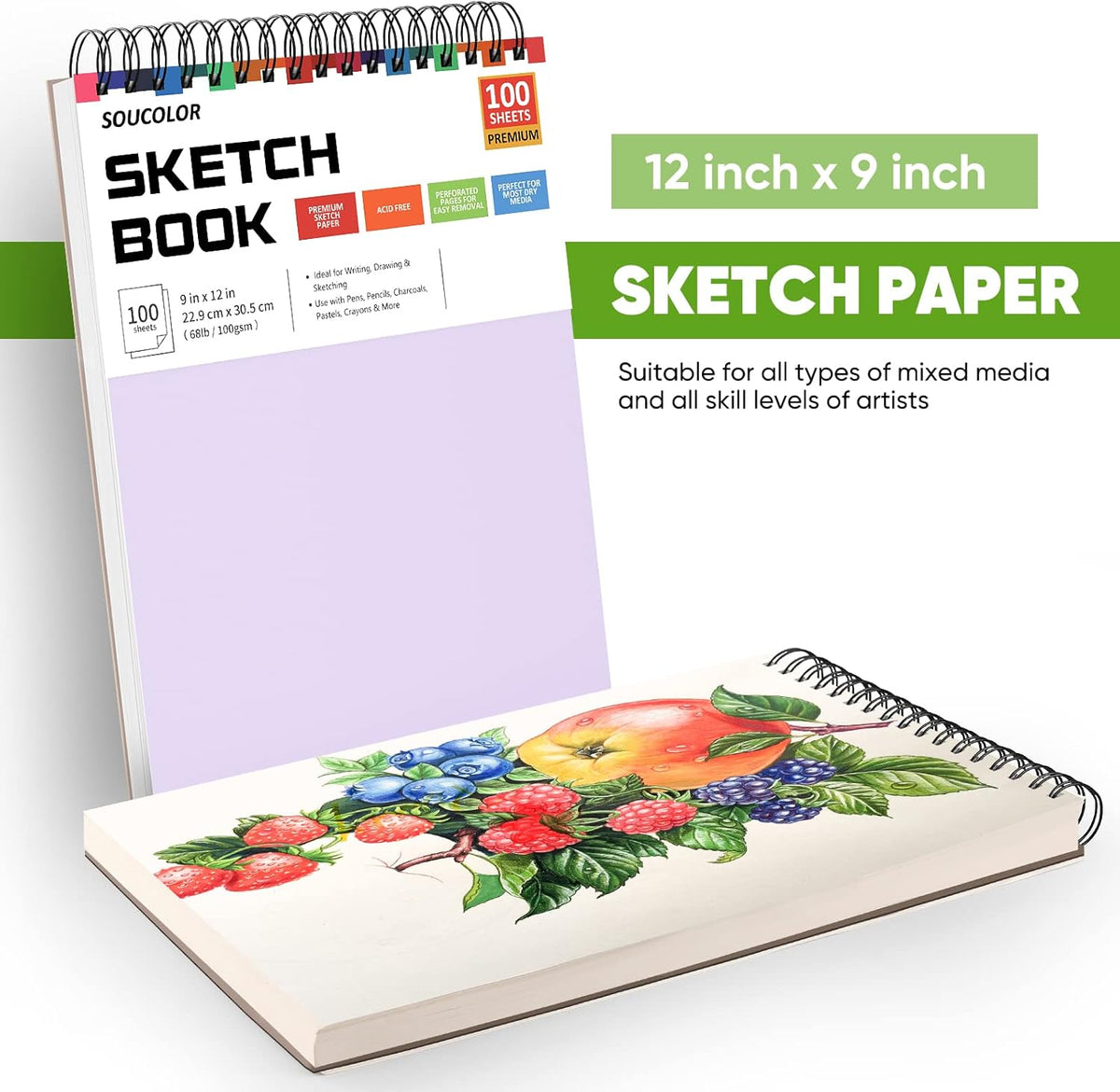 Soucolor 9 x12 Inch Sketch Book,Teen Girl Trendy Stuff, Halloween & Christmas for Teen Girls 4-12