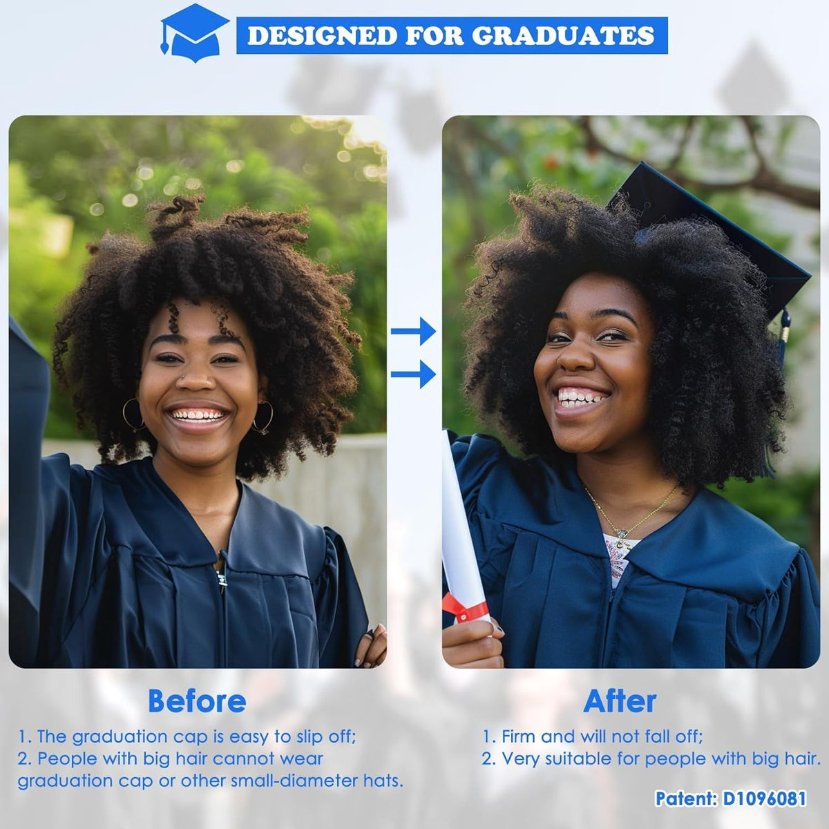GIURKUU Black Graduation Cap Headband for Graduation Day