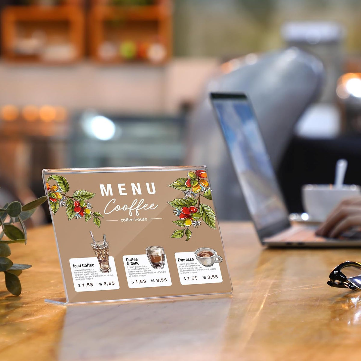 Vicenpal 6 Pcs 7x5 Inch Clear Acrylic Sign Holder Plastic L-shape Vertical Menu Stand, Picture