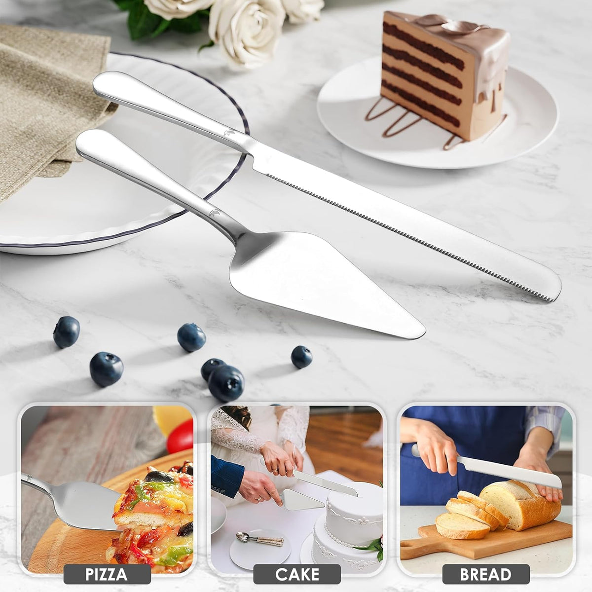 Cake Cutting Set for Wedding - Extended Cake Knife And Server Set Thickened Stainless Steel Cake