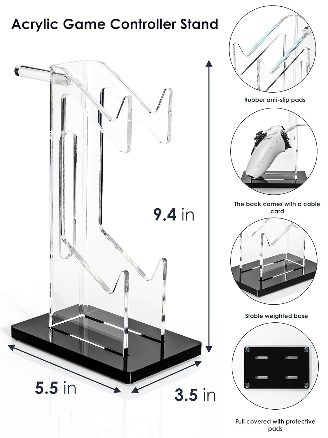 OAPRIRE Headset and Controller Stand, Space-Saving 2 Tier Game Controller Holder, Acrylic