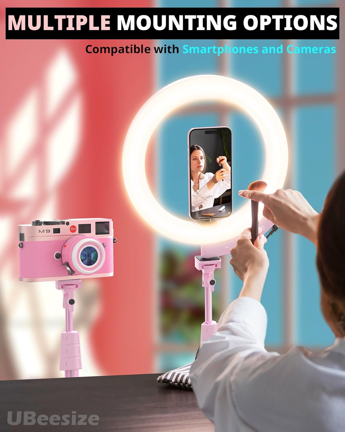 UBeesize Upgraded 12'' Ring Light with 62'' Tripod Stand and Magnetic Phone Holder,LED Selfie