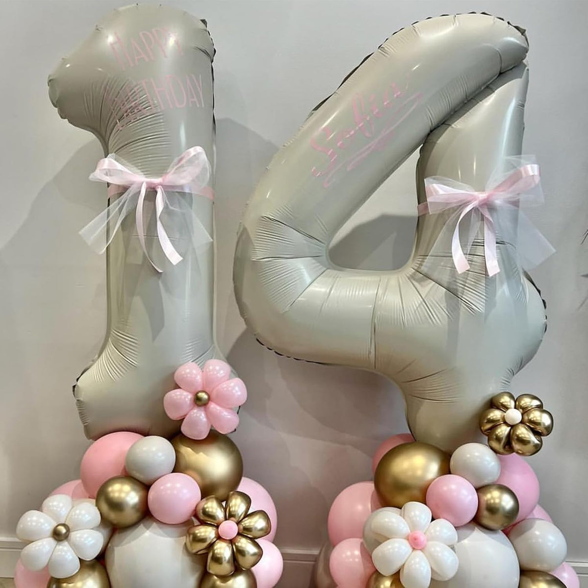 40 Inch 4 Balloons, Large Beige Number 4 Balloon for 4th Birthday Foil Number Balloons Set 0-9