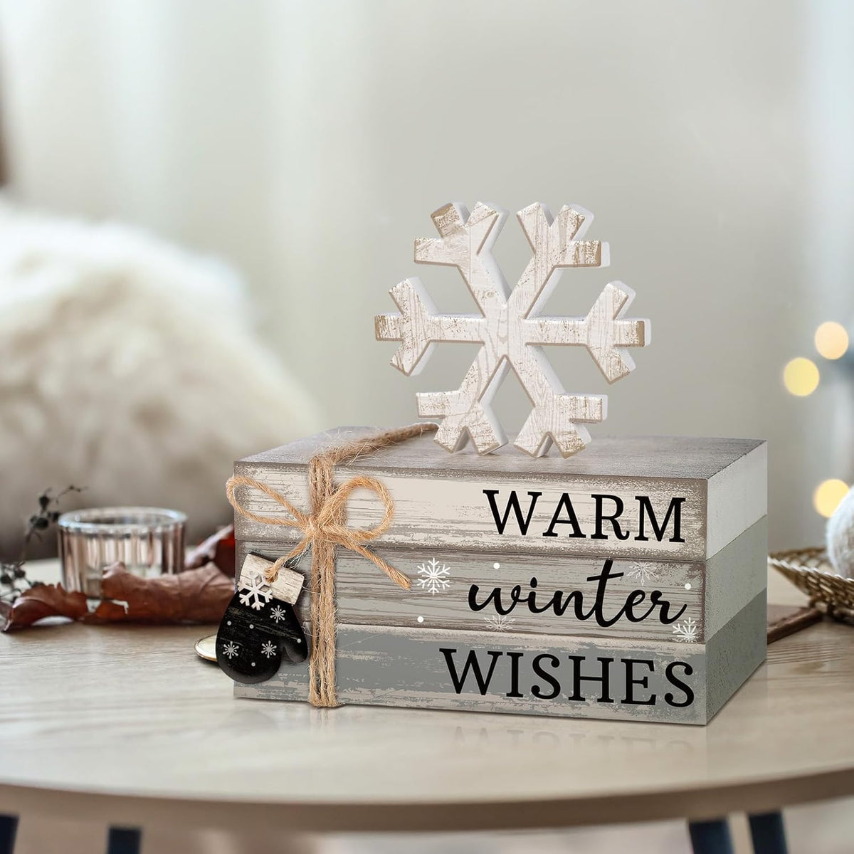 4 Pcs Winter Christmas Decor Winter Table Decorations Christmas Tiered Tray Decor Centerpiece