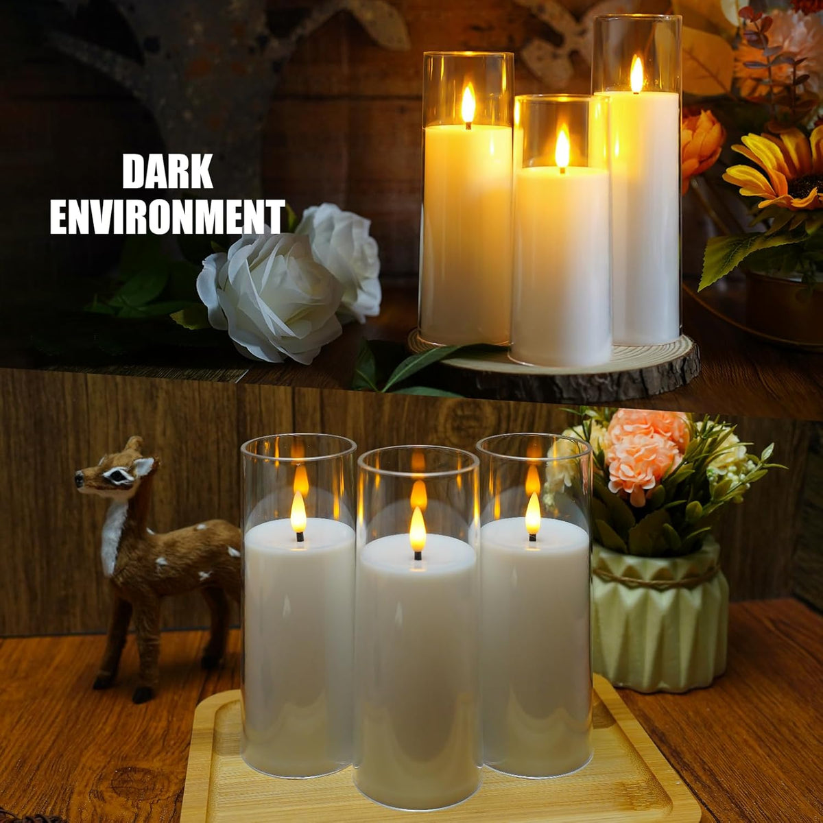 Flickering Flameless Candles Battery Operated with Remote and 2/4/6/8 H Timer Plexiglass Led Pillar