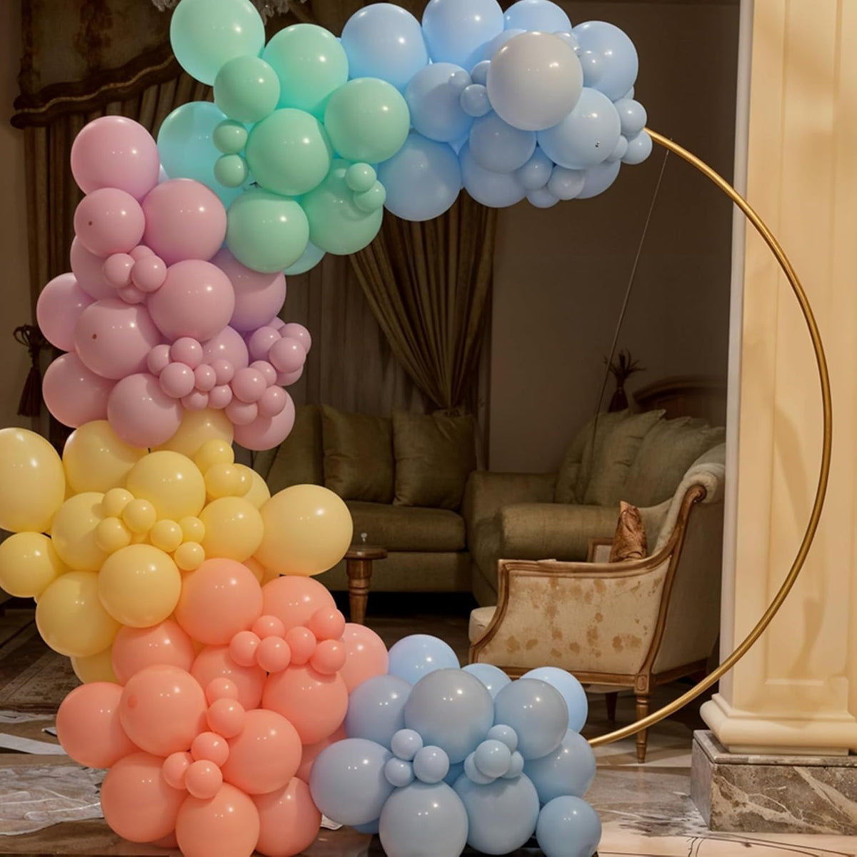 Pastel Balloons, 60pcs Pastel Color Balloons, Macaron Green Pink Purple Teal Blue Balloon, Colorful