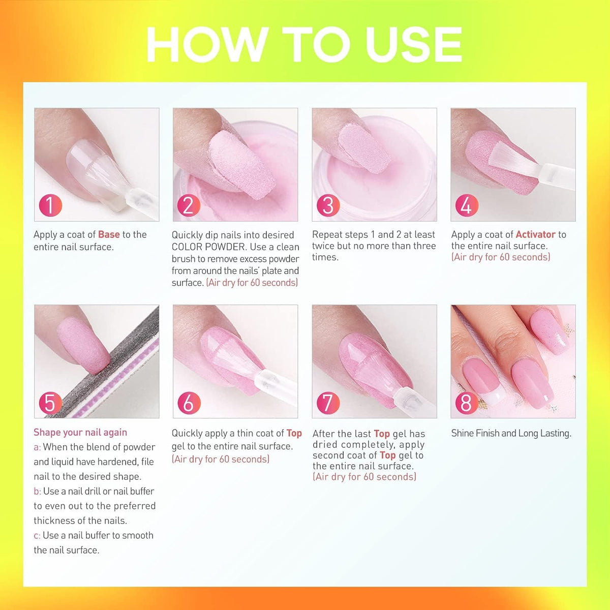 AZUREBEAUTY Dip Nails Powder Starter Kit, Summer Bright Pink Green Series Friendly Acrylic Dip