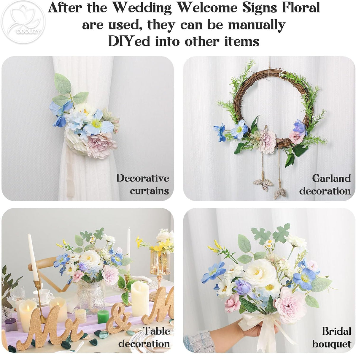 Wedding Arch Flowers Kit,Artificial Flower Arch Decor (Set of 3),2pcs Artificial Flower Arrangement