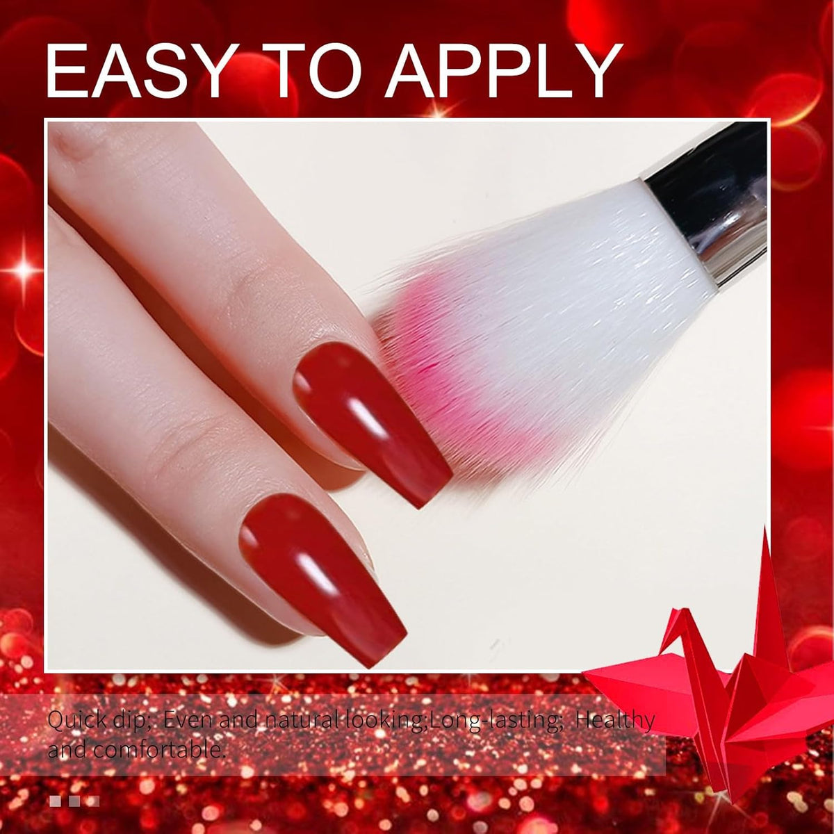 Honey Joy Dip Powder Nail Kit Starter,4 Colors Deep Red Glitter Holographic Black Dipping Powder
