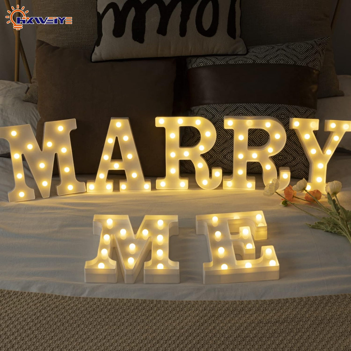 HXWEIYE LED Marquee Letters - 26 Alphabet & 10 Number Big Lights for Party, Birthday, Bar