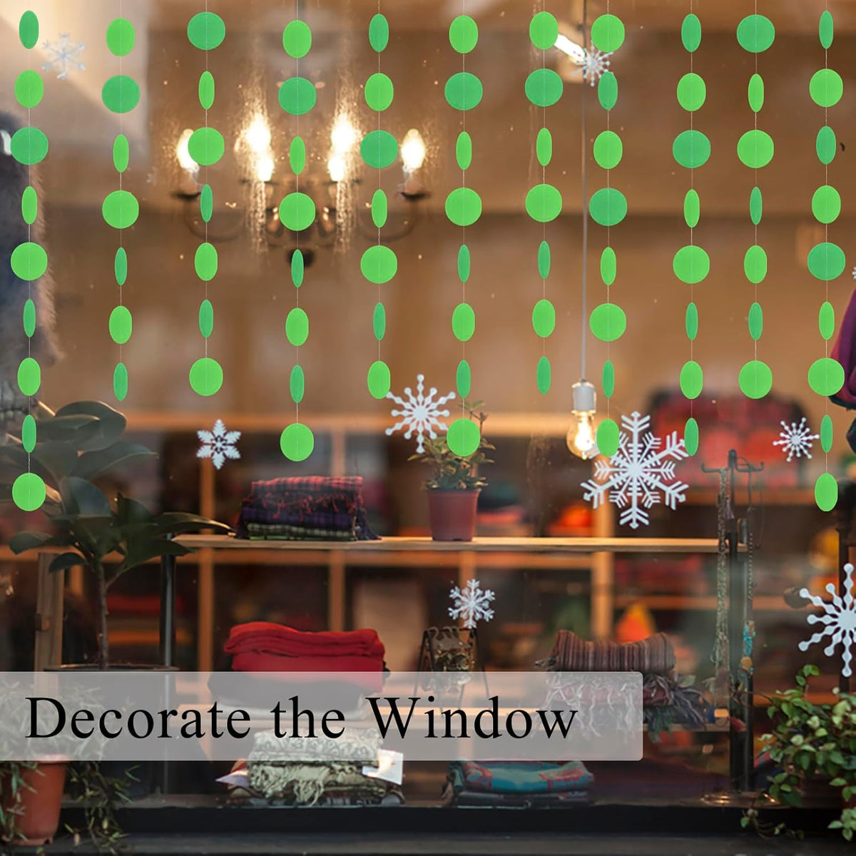 MerryNine Paper Garland 5 Pack, 50ft Glitter Paper Garland Circle Dots Hanging Decor, Banner for