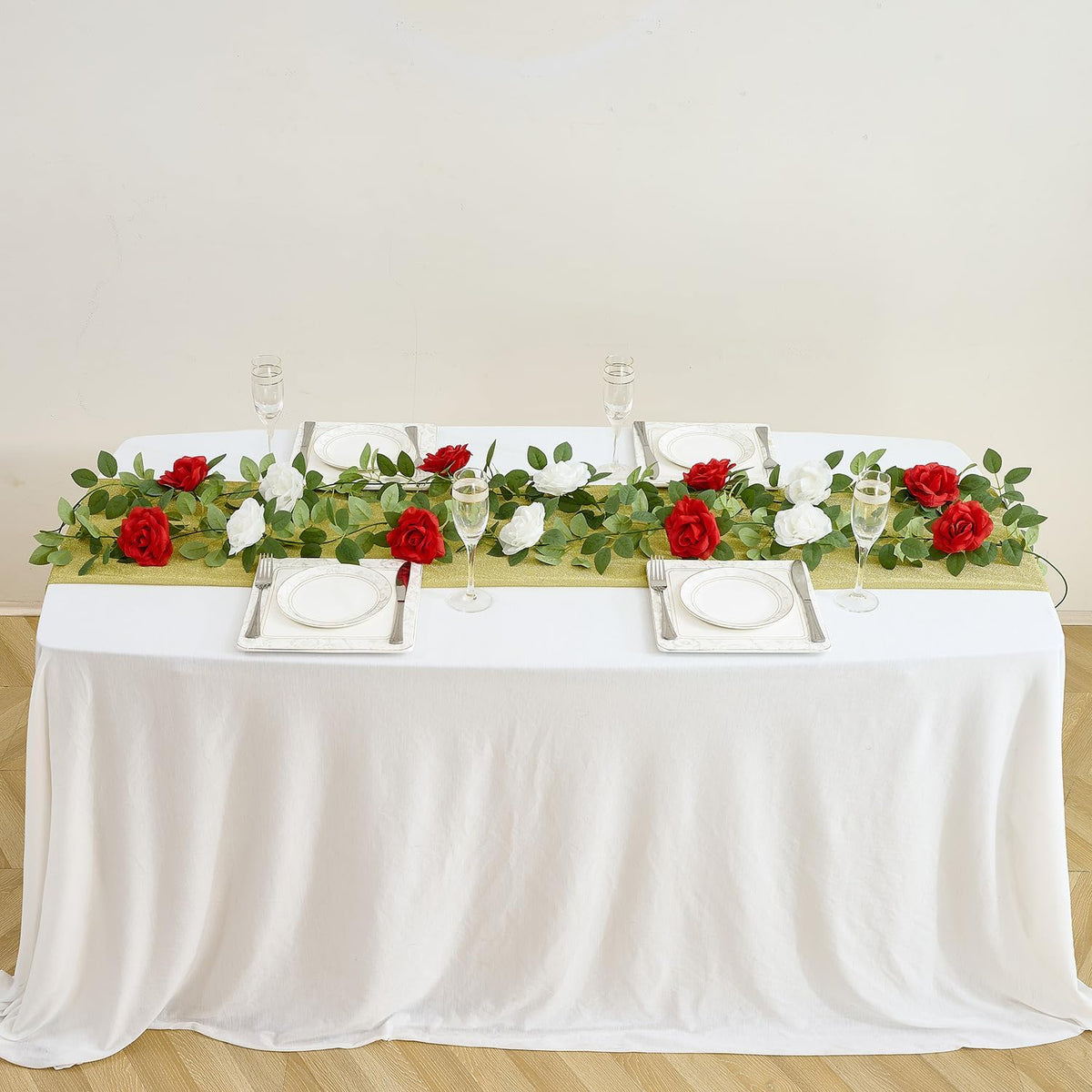 Artificial Rose Garlands Rose Vines Leaves Banners Hanging Floral Garland Fake Rose Flower Vine