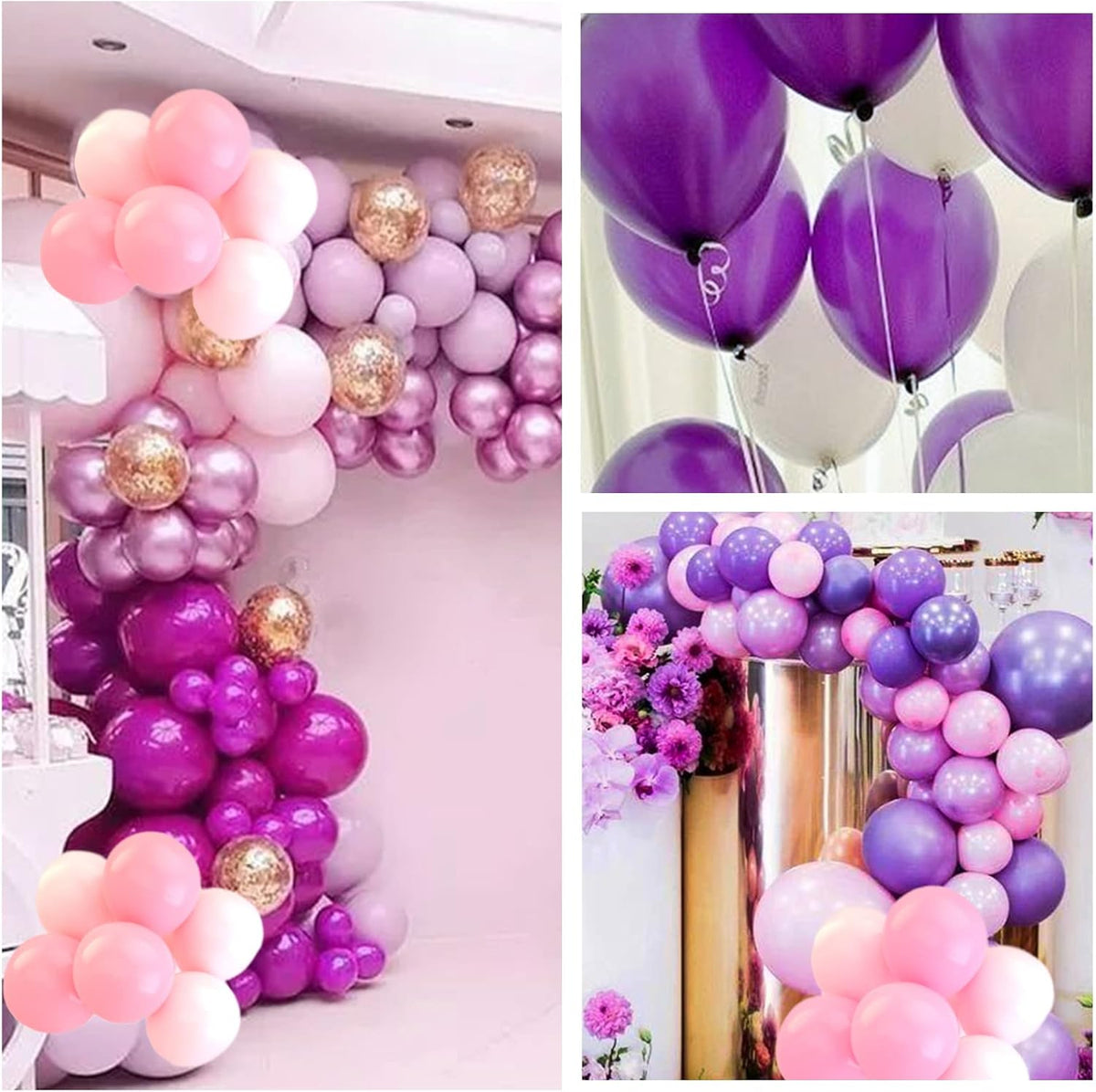 110pcs Purple Balloons 12 inch, Purple Latex Balloons for Birthday Party Baby Shower Wedding(with 2