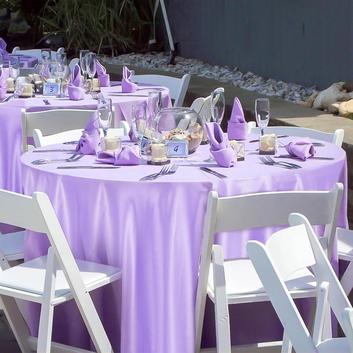 fani 12 Pack 120 Inch Lavender Satin Tablecloth - Silky Round Tablecloth Overlay Smooth Fabric